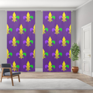 New Orleans Mardi Gras Fleur-de-Lis Blackout Curtains