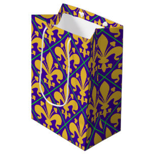New Orleans Mardi Gras Fleur de Lis Medium Gift Bag