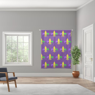 New Orleans Mardi Gras Fleur-de-Lis Sheer Curtains