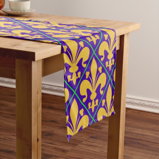 mardi gras table runner nearby