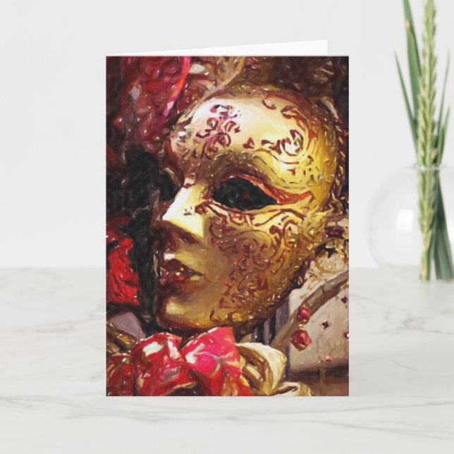 New Orleans Mardi Gras Mask Greeting Card (Front)