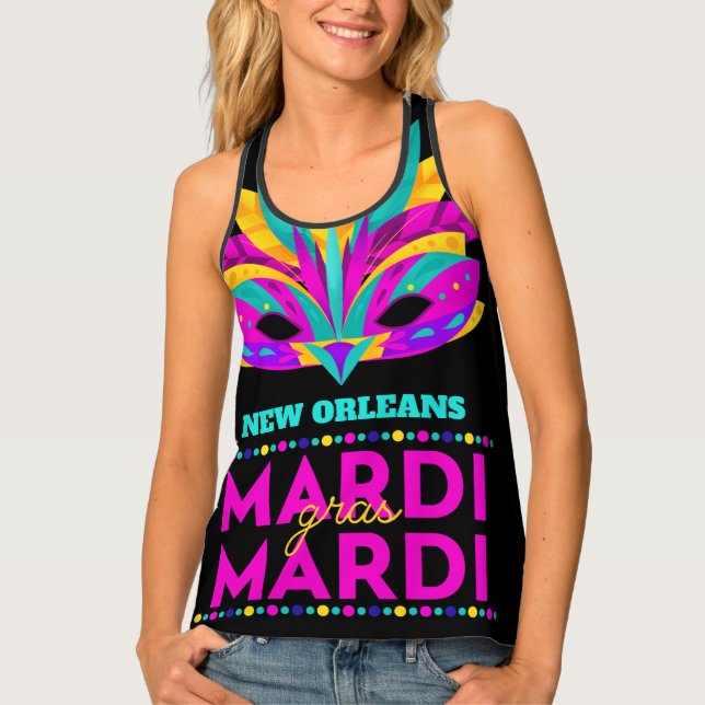 New Orleans Mardi Gras Mask Tank Top (Front)