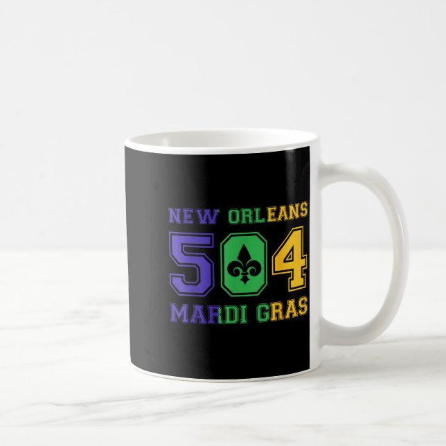New Orleans Mardi Gras Outfit 504 Louisiana Carniv Coffee Mug (Right)