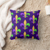 New Orleans Mardi Gras Purple Fleur de Lys Throw Pillow (Blanket)