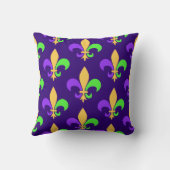 New Orleans Mardi Gras Purple Fleur de Lys Throw Pillow (Back)