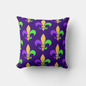 New Orleans Mardi Gras Purple Fleur de Lys Throw Pillow (Front)