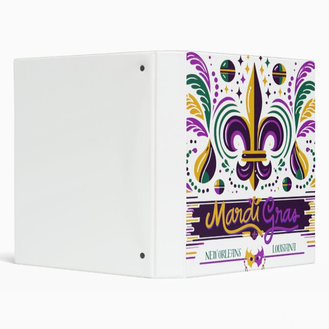 New Orleans Mardi Gras purple yellow green 3 Ring Binder (Background)
