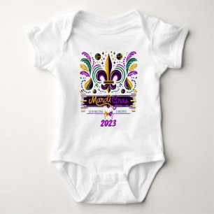 New Orleans Mardi Gras purple yellow green Baby Bodysuit