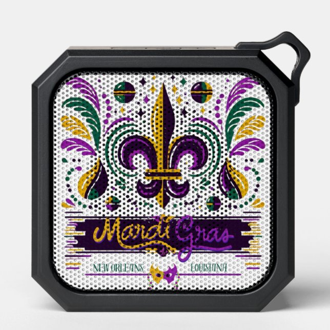 New Orleans Mardi Gras purple yellow green Bluetooth Speaker (Front)