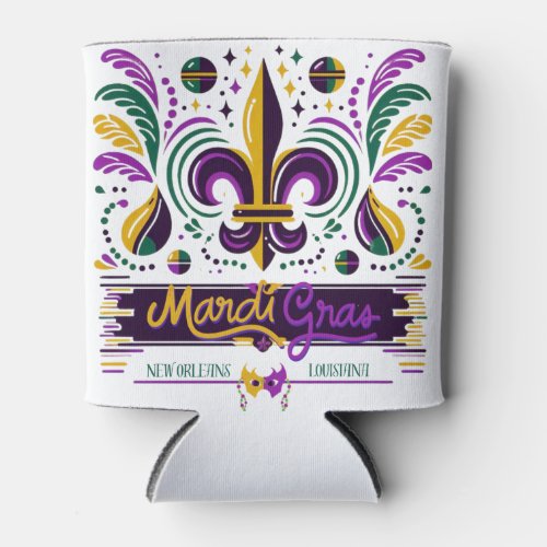 New Orleans Mardi Gras purple yellow green Can Cooler