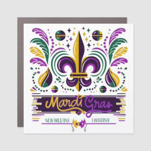 New Orleans Mardi Gras purple yellow green Car Magnet