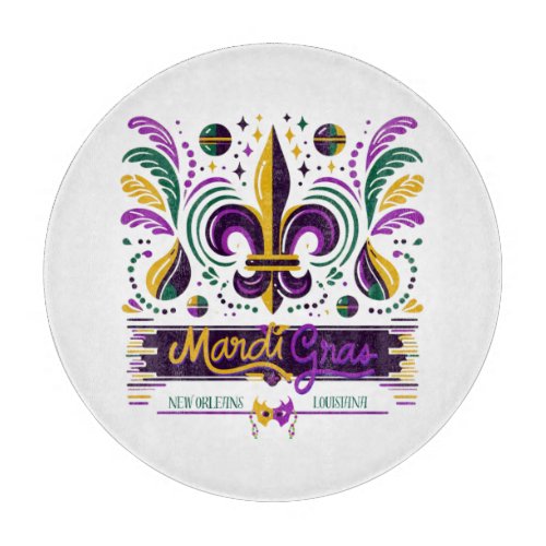 New Orleans Mardi Gras purple yellow green Cutting Board