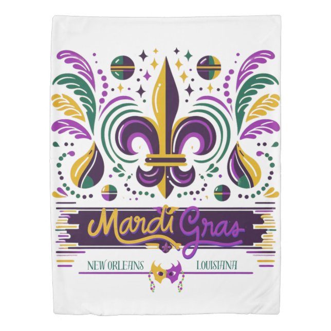 New Orleans Mardi Gras purple yellow green Duvet Cover (Front)