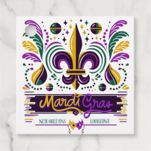 New Orleans Mardi Gras purple yellow green Favor Tags