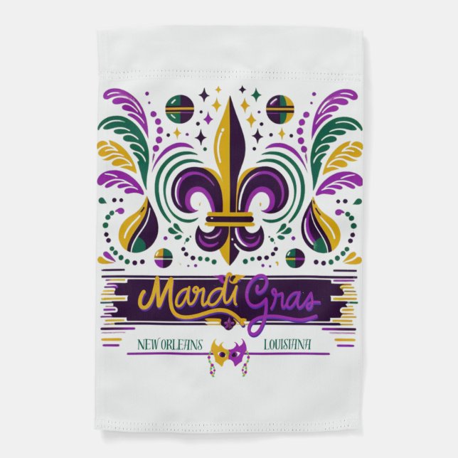 New Orleans Mardi Gras purple yellow green Garden Flag (Front)