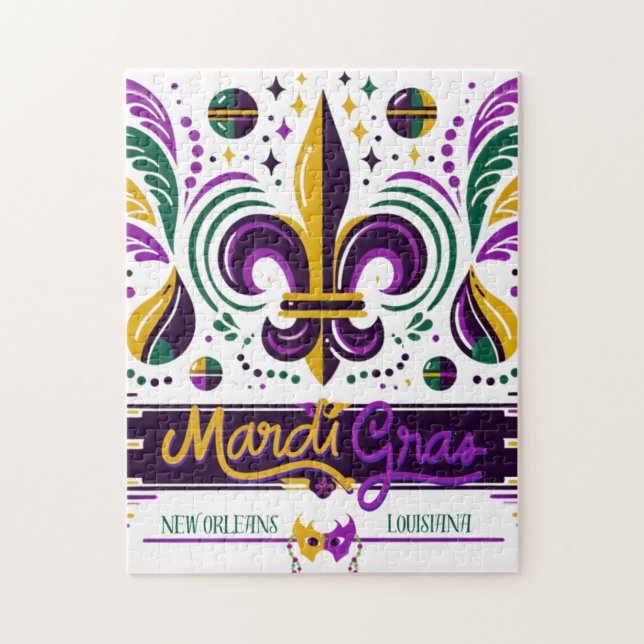 New Orleans Mardi Gras purple yellow green Jigsaw Puzzle (Vertical)