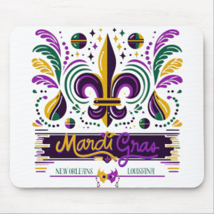 New Orleans Mardi Gras purple yellow green Mouse Pad