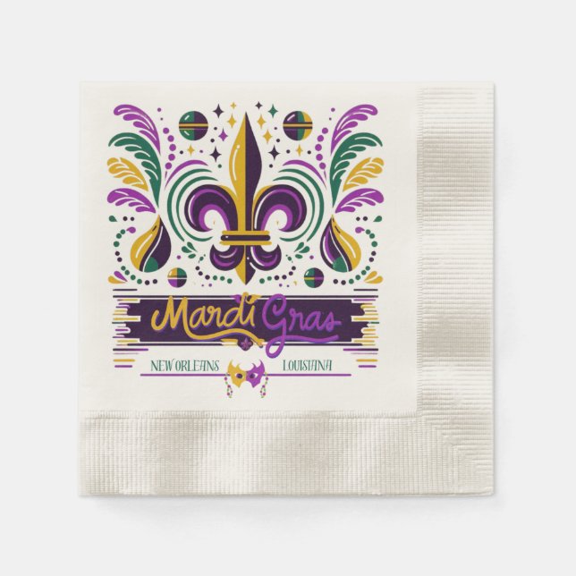 New Orleans Mardi Gras purple yellow green Napkins (Front)