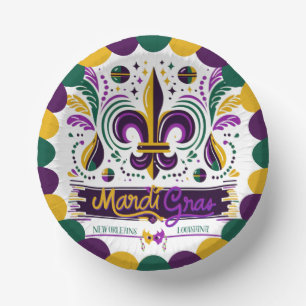 New Orleans Mardi Gras purple yellow green Paper Bowls