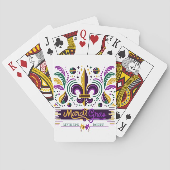New Orleans Mardi Gras purple yellow green Poker Cards (Back)
