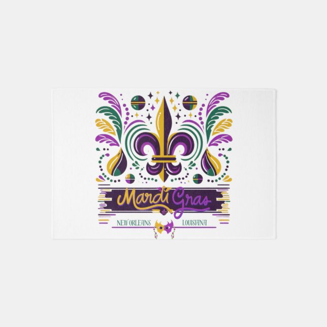 New Orleans Mardi Gras purple yellow green Rug (Front)