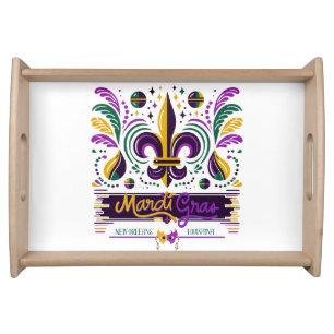 New Orleans Mardi Gras purple yellow green Serving Tray