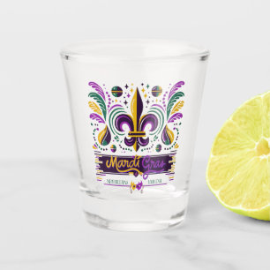 New Orleans Mardi Gras purple yellow green Shot Glass