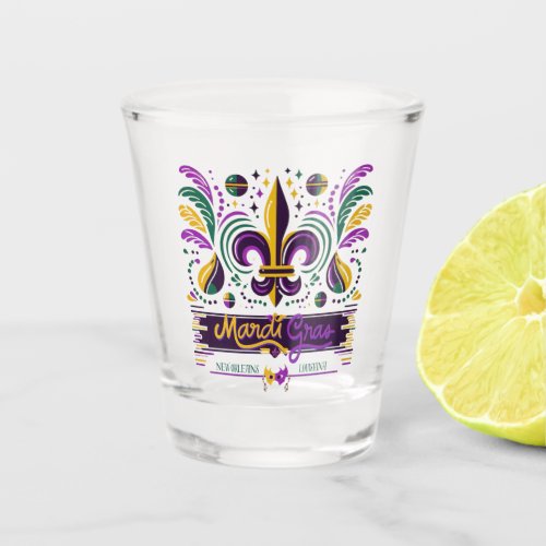 New Orleans Mardi Gras purple yellow green Shot Glass