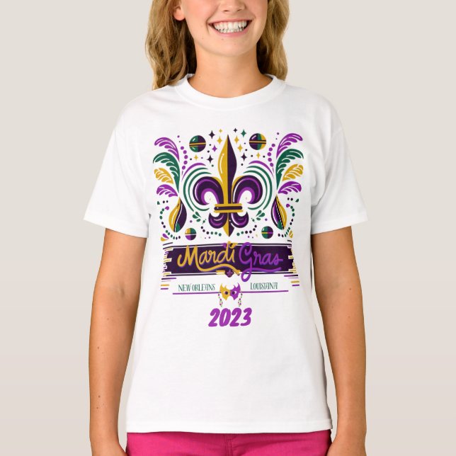 New Orleans Mardi Gras purple yellow green T-Shirt (Front)