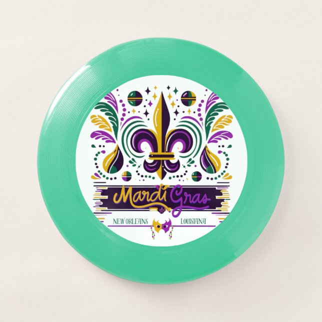 New Orleans Mardi Gras purple yellow green Wham-O Frisbee (Front)