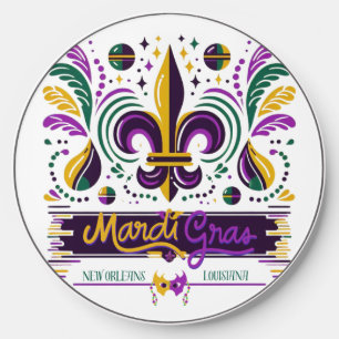 New Orleans Mardi Gras purple yellow green Wireless Charger