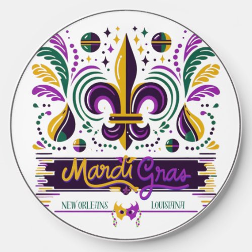 New Orleans Mardi Gras purple yellow green Wireless Charger