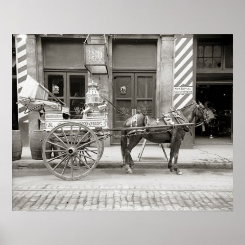 New Orleans Milk Cart 1910 Vintage Photo Poster