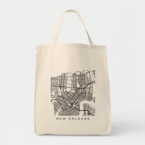 New Orleans Minimalist City Street Map Dark Design Tote Bag