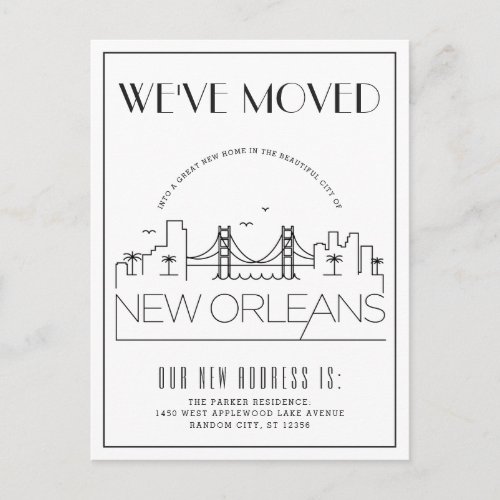 New Orleans Modern Deco  Change of Address Announcement Postcard