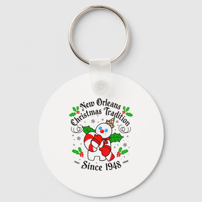 New Orleans Mr Bingle Christmas Tradition Snowman  Keychain (Front)