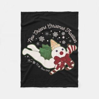 New Orleans Mr Bingle Christmas Tradition Snowmen Fleece Blanket