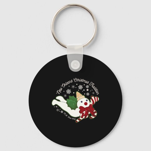 New Orleans Mr Bingle Christmas Tradition Snowmen  Keychain (Front)