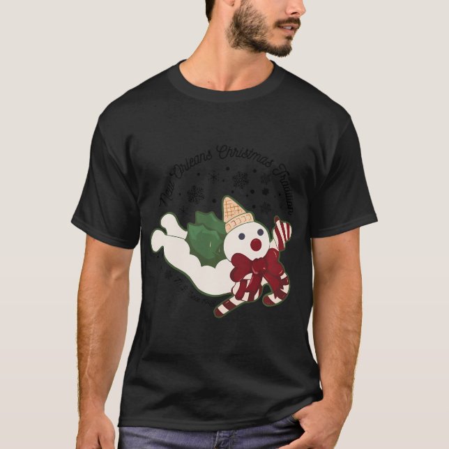 New Orleans Mr Bingle Christmas Tradition Snowmen  T-Shirt (Front)