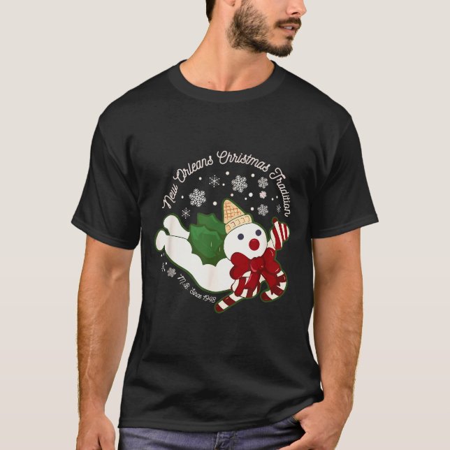 New Orleans Mr Bingle Christmas Tradition Snowmen  T-Shirt (Front)