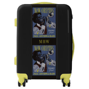New Orleans Music custom monogram luggage