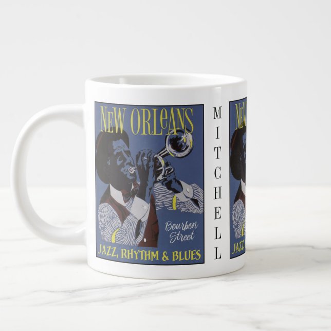 New Orleans Music custom name jumbo mug (Left)