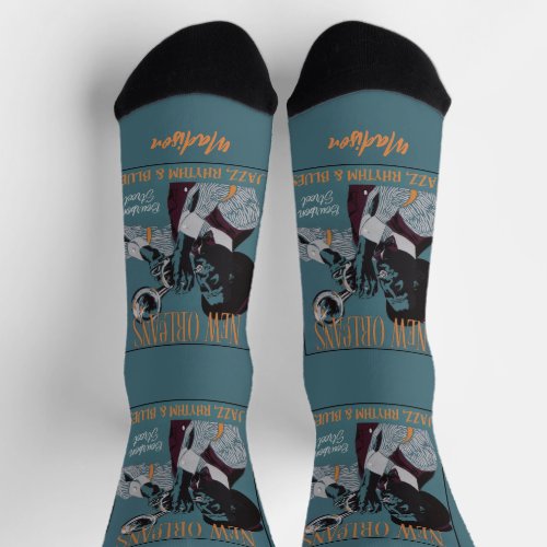 New Orleans Music custom name Socks