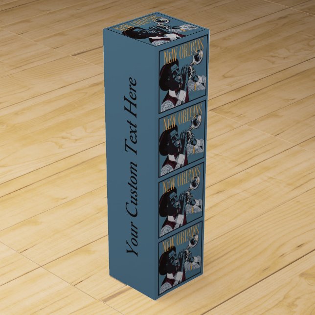 New Orleans Music custom text wine gift box (Front)