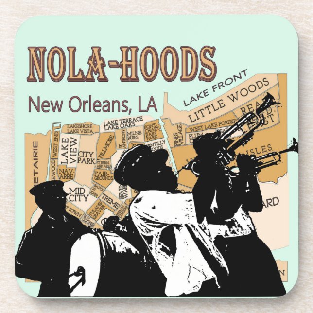 New Orleans Neighborhoods Map, NOLA_HOODS Coaster (Front)