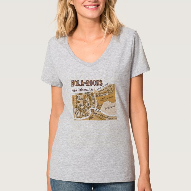 New Orleans Neighborhoods Map, NOLA_HOODS T-Shirt (Front)