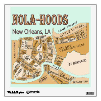 New Orleans Neighborhoods Map, NOLA_HOODS Wall Sticker