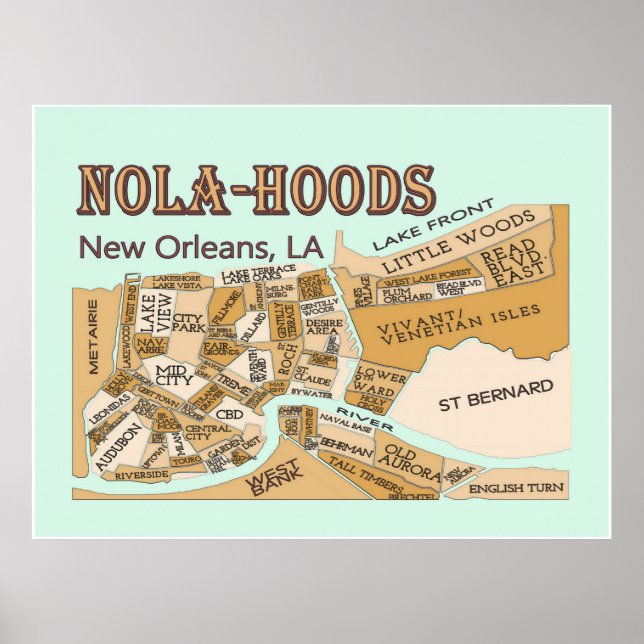 New Orleans Neighborhoods, NOLA-HOODS Poster (Front)