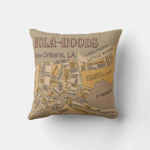 New Orleans Neighborhoods Throw Pillow