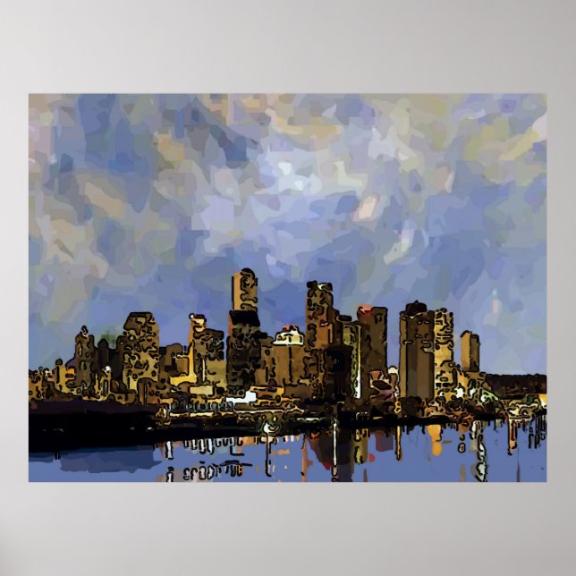 New Orleans Night Sky Abstract Poster (Front)